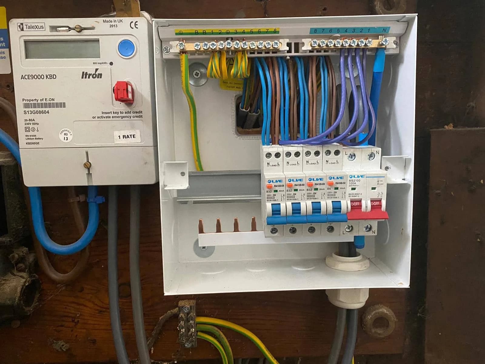 Consumer unit with its cover removed