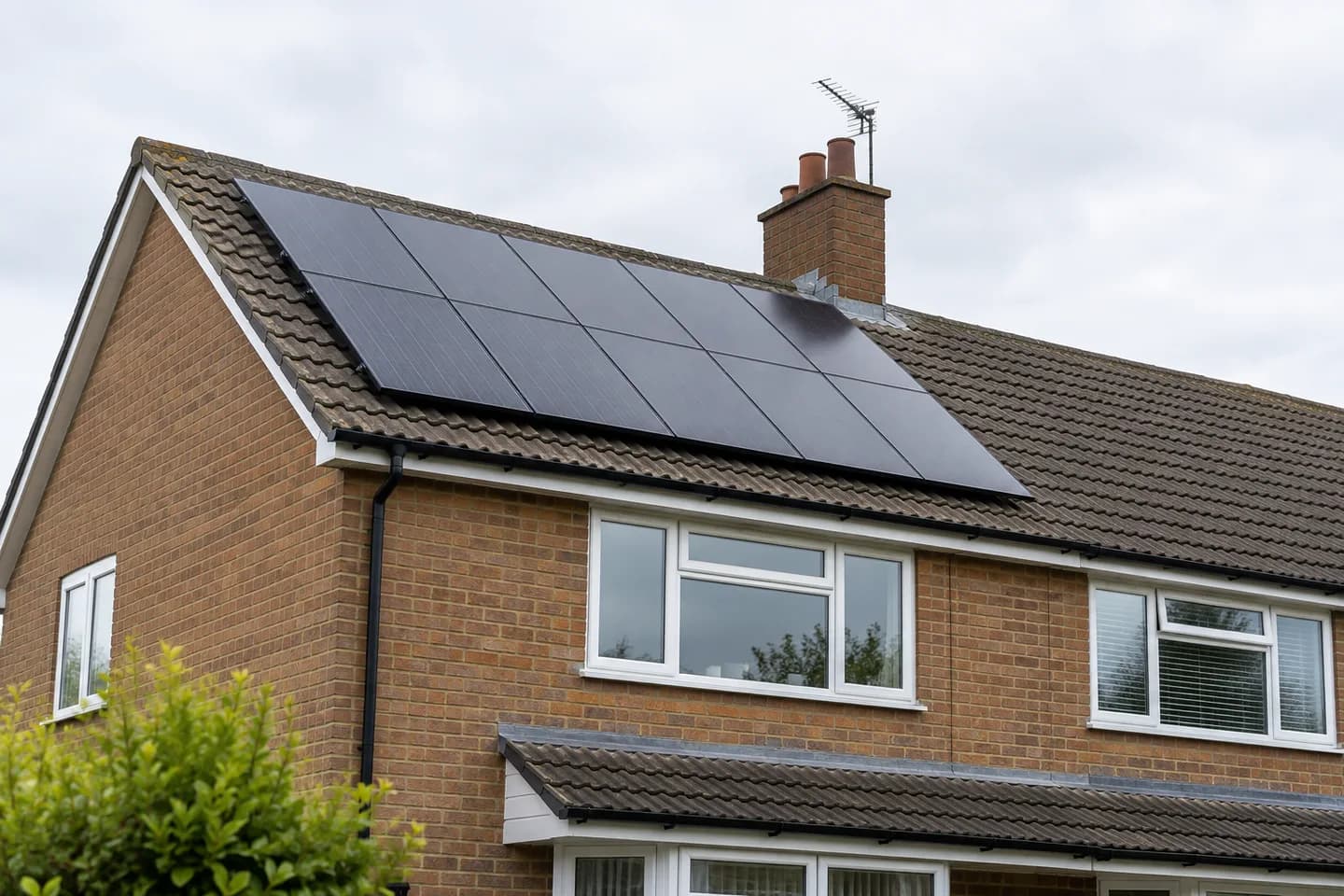 Solar panels on a tiled residential roof